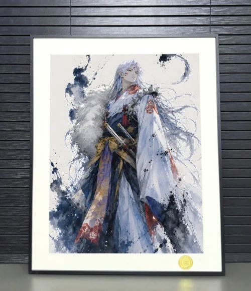 "Exclusive Sesshomaru Inuyasha painting by H-TWO Studio. Gallery views highlight elegant details, majestic pose, and formidable presence."