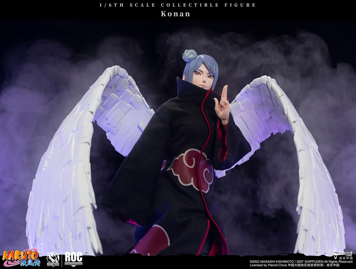 "Officially licensed 1/6 Konan Action Figure. Premium, articulated Akatsuki sculpt, intricate details, versatile posing."