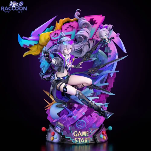 "Dynamic 1/6 scale Silver Wolf LV.999 Honkai: Star Rail resin statue captures her iconic cybernetic pose, highlighting this limited premium collectible."