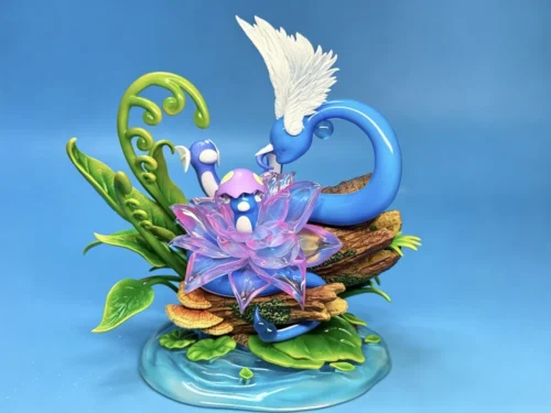 "Xingluo Studio's exquisite Dragonair diorama resin statue captures serene aquatic elegance within a vibrant mystical cloud and water scene."