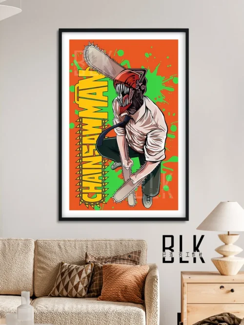 "Gallery of the exclusive Chainsaw Man Graffiti Denji decorative painting, showcasing vibrant urban art and dynamic details from multiple angles."