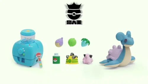 "Playful Pokemon NPC Props Vol. 3 statue set featuring iconic game elements and miniature accessories, perfect for vibrant diorama enhancement."