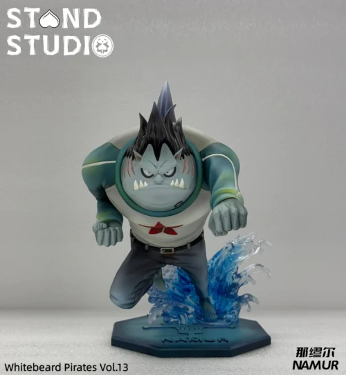 "Limited Edition One Piece Namur resin statue by Stand Studio, capturing his dynamic Fish-Man attack pose amidst powerful crashing waves."