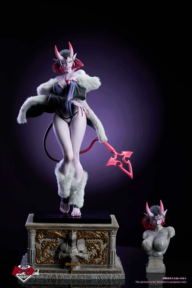"Herzha Succubus original resin statue by Pink Devil Studio, a seductive dark fantasy figure with exquisite gothic details and real plush accents."