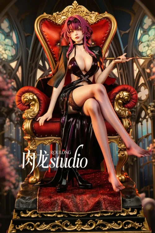 "Captivating 1/4 Kafka Honkai: Star Rail resin statue by Roulon Studio, showcasing her elegant evening gown and premium craftsmanship."