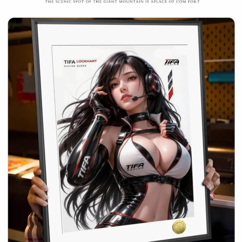 "Premium limited edition Tifa Racing Girl decorative painting, showcasing vibrant, dynamic art with finely rendered details of Tifa's sleek racing."