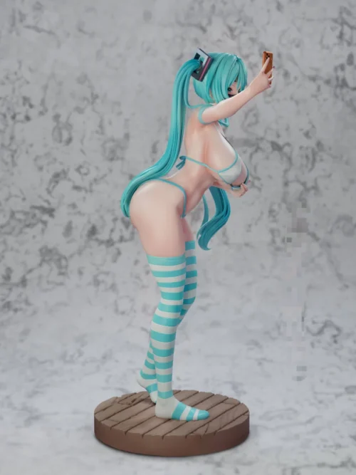 "Exquisite 1/7 Midnight 01 Cosplay Girl Hatsune Miku figure. Dynamic dark fantasy elegance, flowing garments, mystical aura from all detailed angles."
