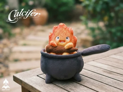 "Adorable Calcifer plush figure from Howl's Moving Castle, showcasing premium soft details and authentic Ghibli charm from multiple playful angles."
