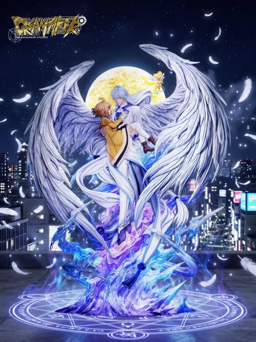 "Ethereal Cardcaptor Sakura & Yue LED-lit statue by Dreammaker Studio, capturing a magical celestial embrace. This premium limited edition figure glow."
