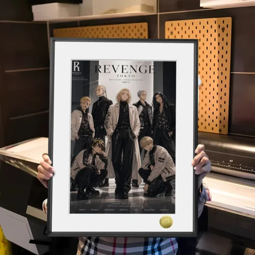 "Sleek, modern Tokyo Revengers art print showcasing the boy group characters in a dynamic, premium style. This limited edition decorative painting."