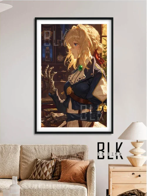 "Elegant Violet Evergarden side profile decorative painting. This premium HD art print showcases vivid anime aesthetic and exquisite details."