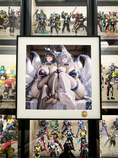 Captivating detail of the Azur Lane Shinano Musashi Starry Sky Decorative Painting. A limited edition collectible art print with ethereal cosmic art.