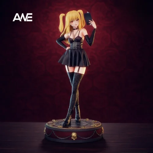 "Limited Edition Misa Amane Death Note resin statue. Dynamic gothic-inspired sculpt, showing Misa in a captivating pose with intricate details."