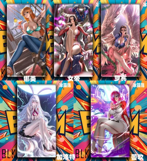 "Baroque Elegance One Piece refrigerator magnet. Vibrant acrylic art of elegant anime characters in ornate frames, offering a strong magnetic display."