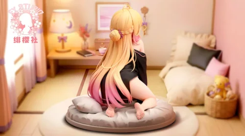"Multiple angles of the 1/6 Pajama Party luluka anime figure, highlighting the exquisite resin sculpture, charming magical girl details."