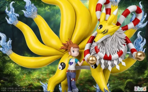 "Exclusive Limited Edition Renamon & Rika Digimon Statue. Sculpt details, vibrant environment, and premium Renamon figure from all angles."