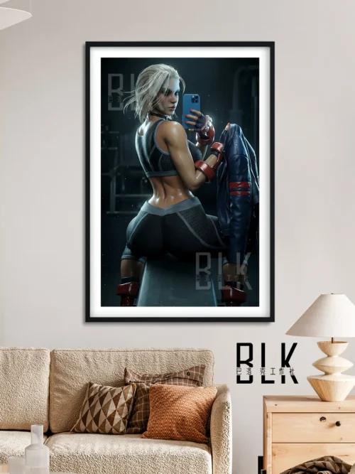 "Street Fighter Cammy selfie decorative painting gallery, showcasing its high-quality dynamic art, vibrant colors, and modern aesthetic."