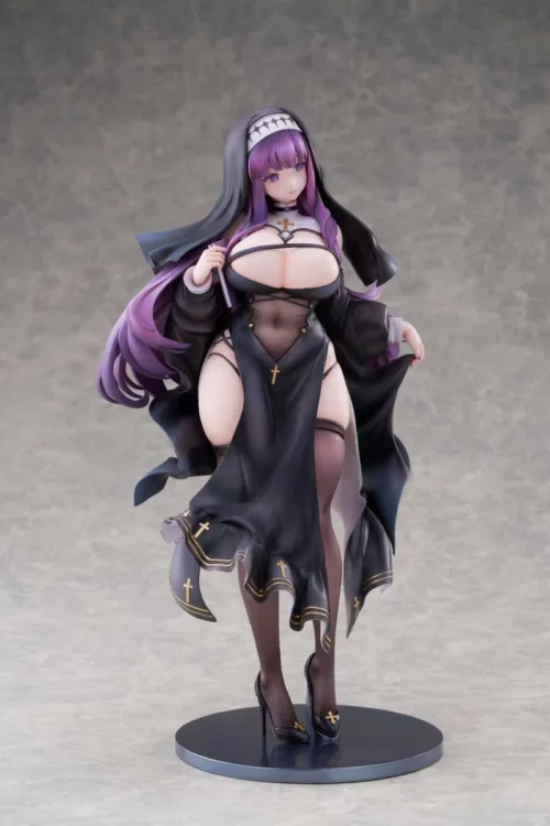 "Close-up views of the meticulously crafted 1/6 scale Fern Frieren figure in her serene nun outfit, highlighting exquisite details and magical elegance."