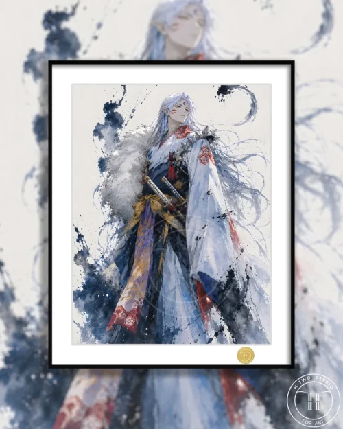 "Exclusive Sesshomaru Inuyasha decorative painting main image, elegantly capturing his majestic and formidable presence. A premium limited edition art."