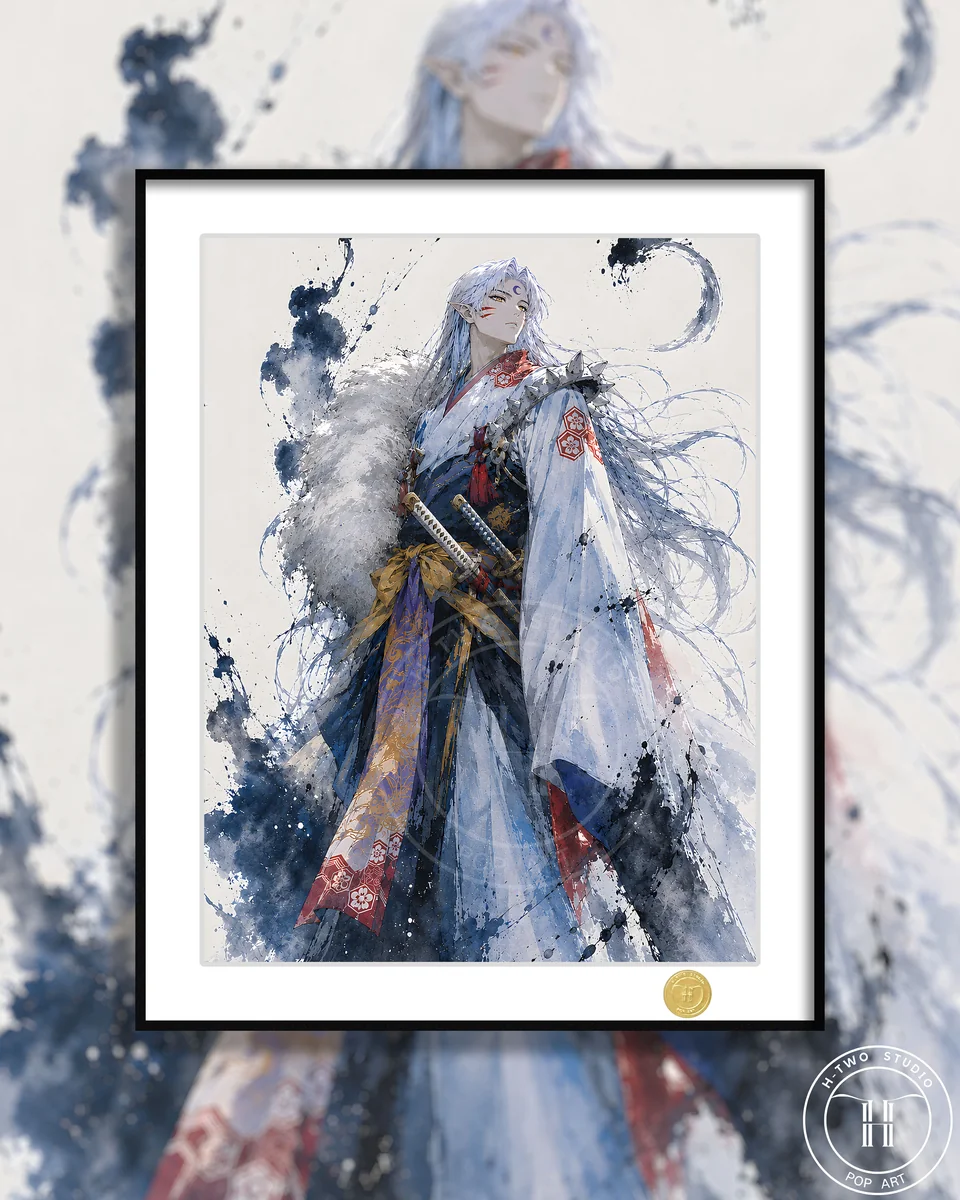 "Exclusive Sesshomaru Inuyasha decorative painting main image, elegantly capturing his majestic and formidable presence. A premium limited edition art."