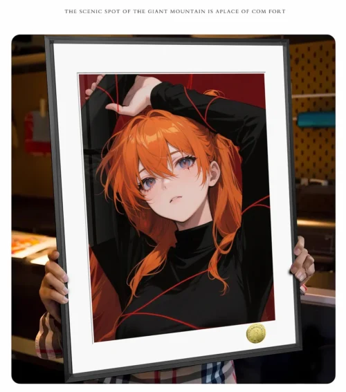 "Limited edition Serene Asuka art print by Huanggua Studio. Hand-numbered, framed with intricate Evangelion details."