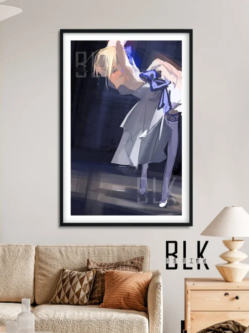 "Exquisite Baroque Saber Artoria Pendragon decorative painting from Fate/stay night. Regal, opulent classical artistry and sculptural details."