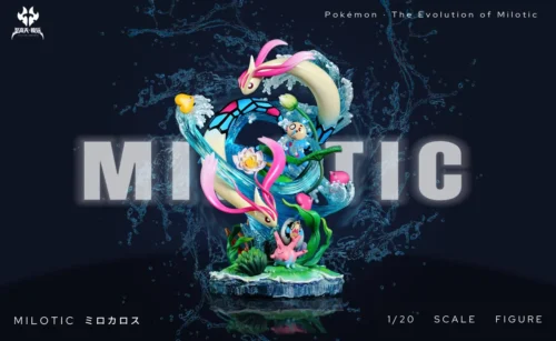 "Luminous 1/20 Milotic Pokemon statue with ethereal aquatic elegance and captivating LED illumination. A dynamic, limited edition collectible figure."