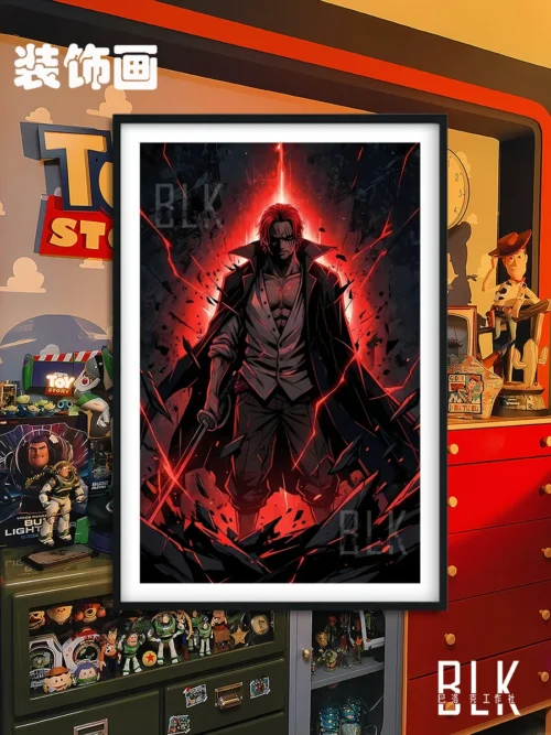 "Premium Balok Studio One Piece Shanks Haki decorative painting. Dynamic artwork captures Shanks' iconic power and imposing presence."