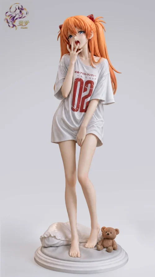 "Premium 1/6 Asuka pajama figure statue from Neon Genesis Evangelion by Sumeng Studio, showcasing her serene and intimate pose with delicate details."
