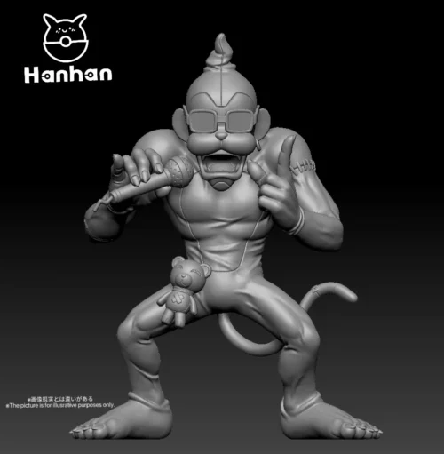 "Exclusive Digimon Wukongmon figure by Hanhan Studio, showcasing its dynamic, anime-accurate sculpt and mischievous essence from various angles."