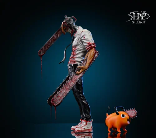 "Limited Edition 1/6 Chainsaw Man Denji with Pochita statue by Hongye Studio, capturing Denji's dynamic transformation and raw power."