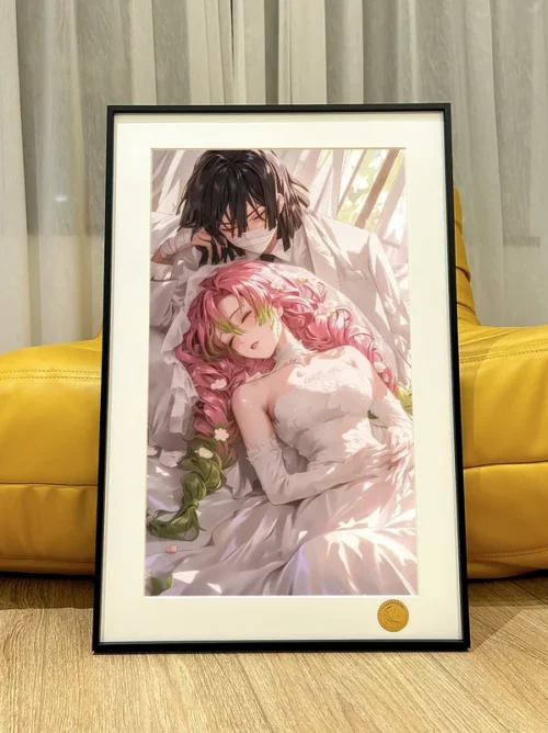 Obanai Iguro & Mitsuri Kanroji Wedding Decorative Painting - Demon Slayer: Kimetsu No Yaiba - Xingkong Studio - Image 1