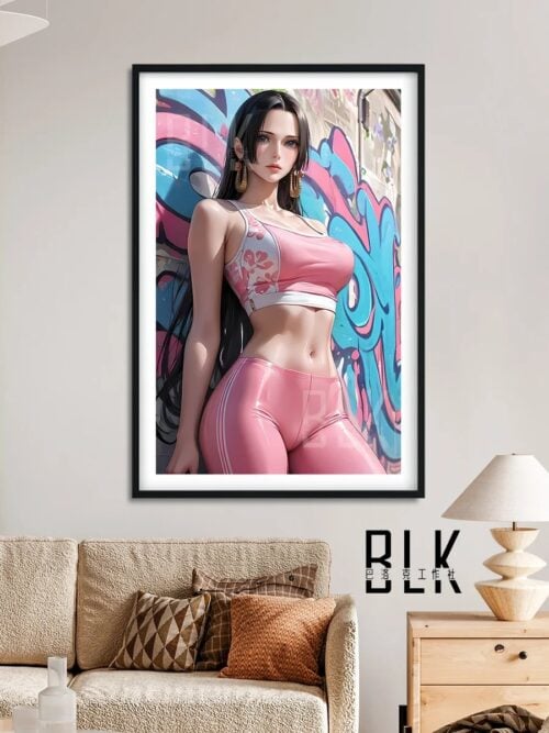 "One Piece Boa Hancock Baroque Elegance painting, showcasing its intricate Baroque details, stylized pose, and artistic ornate elements."