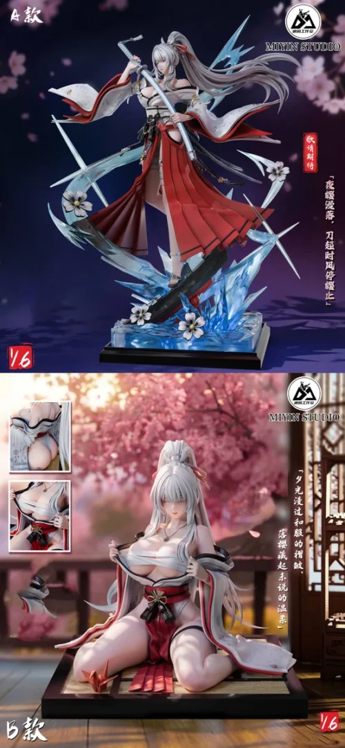 "Premium Wuthering Waves Feixue 1/6 resin statue from MIYIN Studio, featuring the ethereal white-haired character in a dynamic pose with stunning detail."