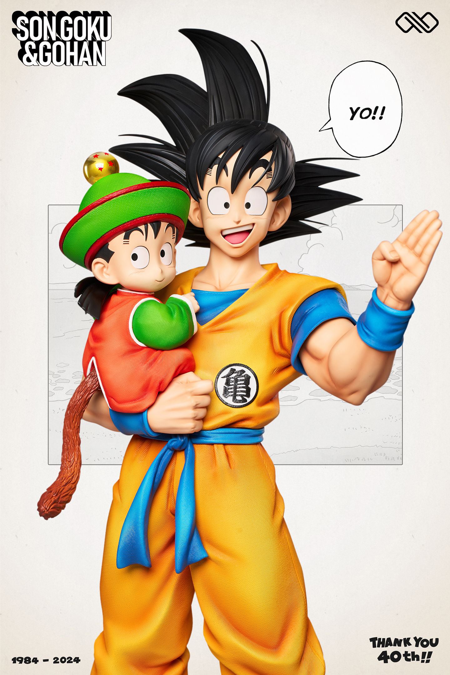 1/6 & 1/4 & 1/2 Scale 40th Anniversary Title Page Series 001 Hugging Father & Son - Dragon Ball Resin Statue - Unlimited Studios - Image 5