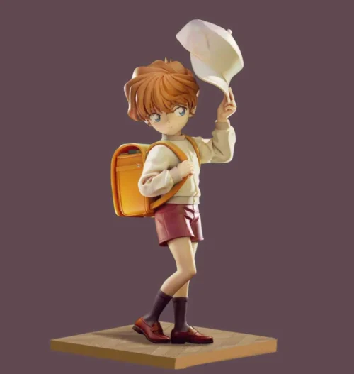 "Limited edition 1/6 scale Ai Haibara figure, elegantly posed with tied hair and backpack, showcasing her studious charm from Detective Conan."