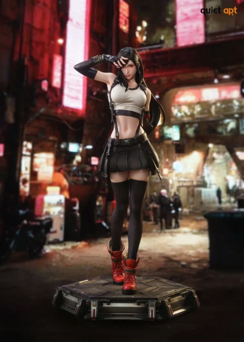 "Exquisite 1/4 scale Tifa Lockhart statue by QuietArt Studio, showcasing her dynamic, battle-ready pose with intricate character details."