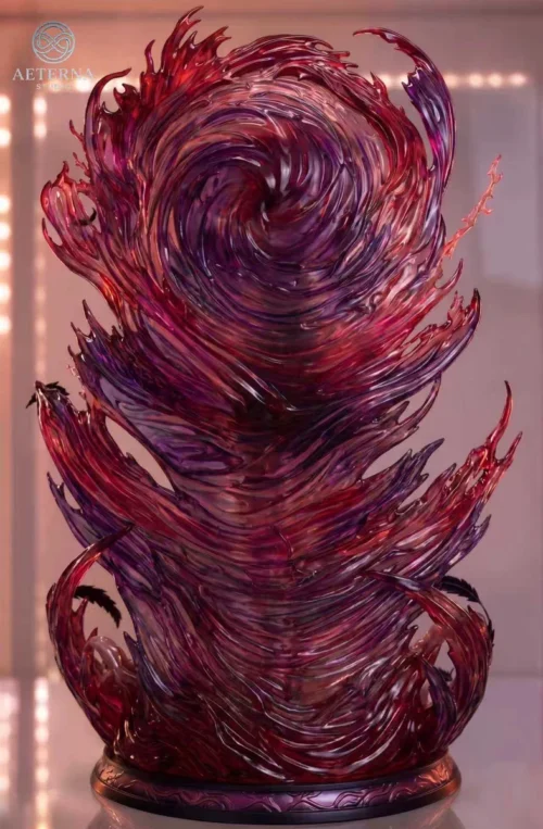 "Exclusive 1/6 Makima Chainsaw Man resin statue by Aeterna Studio, showcasing dynamic pose, intricate blood splatter, and hand-painted details."