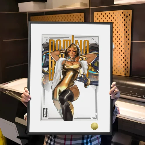 "Limited Edition Overwatch Art Print featuring Mercy, the 'Golden Winged Mother.' This ethereal, golden-accented decorative painting offers premium."
