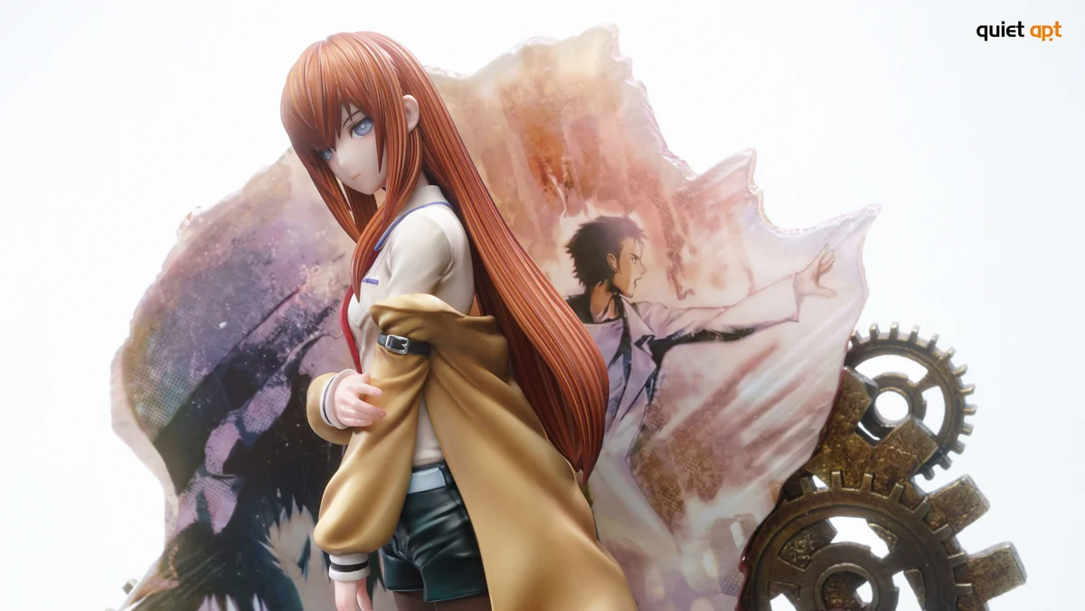 "Ultra-limited 1/6 Makise Kurisu Steins;Gate statue by QuietArt Studio. Premium PU resin figure in dynamic pose, showcasing intricate gears."