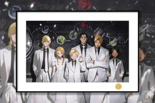 "Limited Edition H-TWO Studio anime art print: 'On the Movement of the Earth' decorative painting, showcasing a celestial dance with modern digital ar