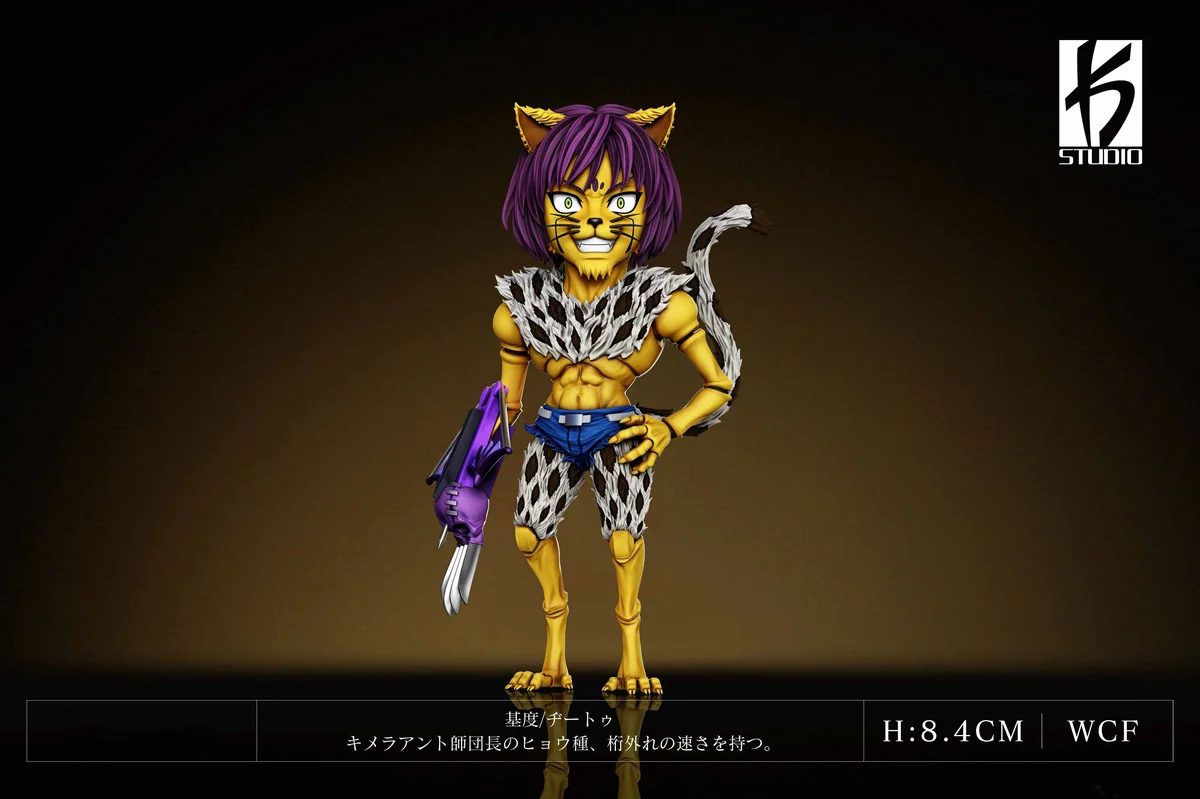 "Iconic WCF Cheetu Hunter x Hunter figure by KS Studio. Dynamic pose, detailed weapon, and premium sculptural quality from multiple angles."