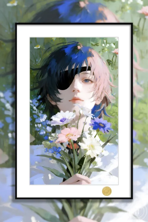 "Striking Limited Edition Chainsaw Man Himeno decorative painting, showcasing the captivating artwork in a sleek, high-quality framed presentation."