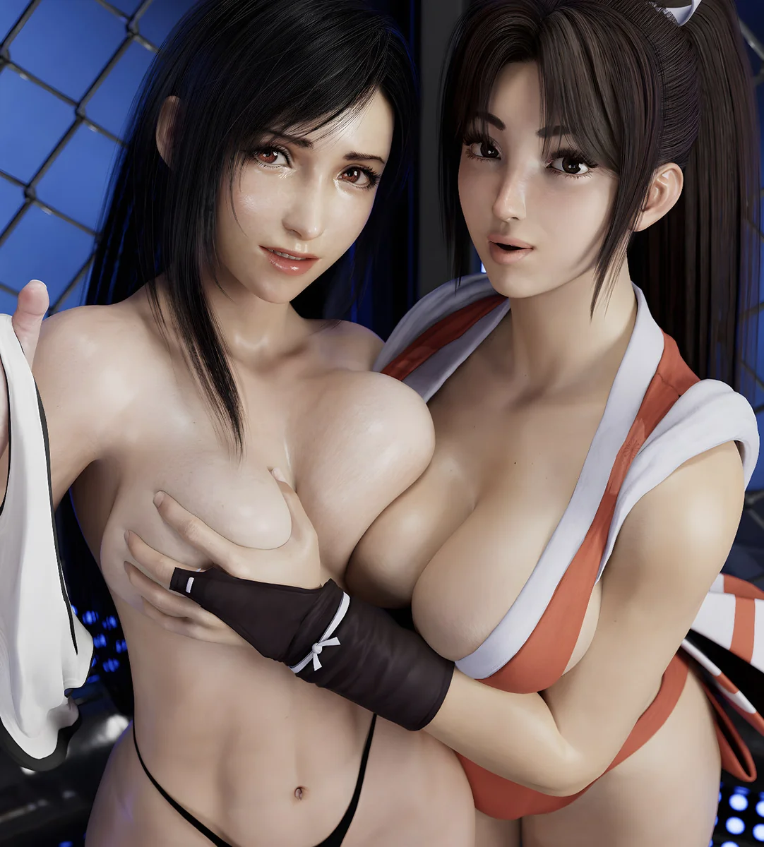 "Gallery of the Limited Edition Tifa & Mai Shiranui Crossover Art Print, showing vibrant details from Final Fantasy VII and King of Fighters."