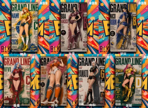"Vibrant One Piece Football Babe Heroines acrylic painting, featuring dynamic characters in playful football attire. This high-transparency art offers."