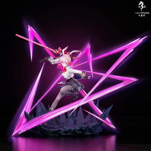 "Limited 1/6 scale premium Fei Ying Honkai Star Rail resin statue, dynamically posed with intricate futuristic details and glowing effects."