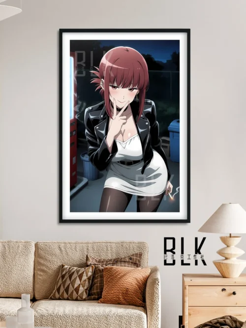 "Miss Yamada Decorative Wall Art, highlighting unique artistic illustration and premium print quality. A contemplative urban scene shows two figures."