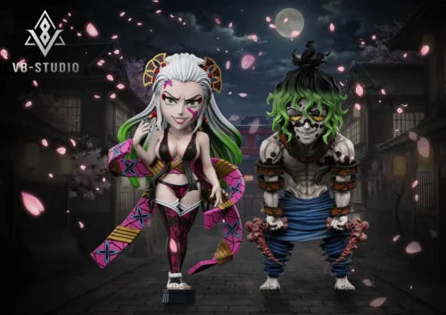 "Exquisite Demon Slayer Daki & Gyutaro WCF statue by V8-STUDIO. Dynamic, highly detailed figures of the iconic Upper Rank Six villains."
