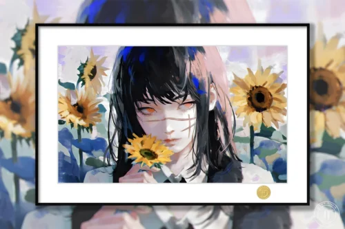 "Limited Edition Chainsaw Man Mitaka Asa War Devil decorative painting, featuring dynamic character art in a premium dark frame."
