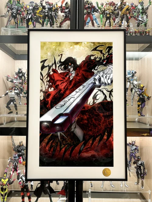 "Hellsing Alucard limited edition print detail. Showcases dramatic cosmic style, intense blood-red accents, and premium material quality."
